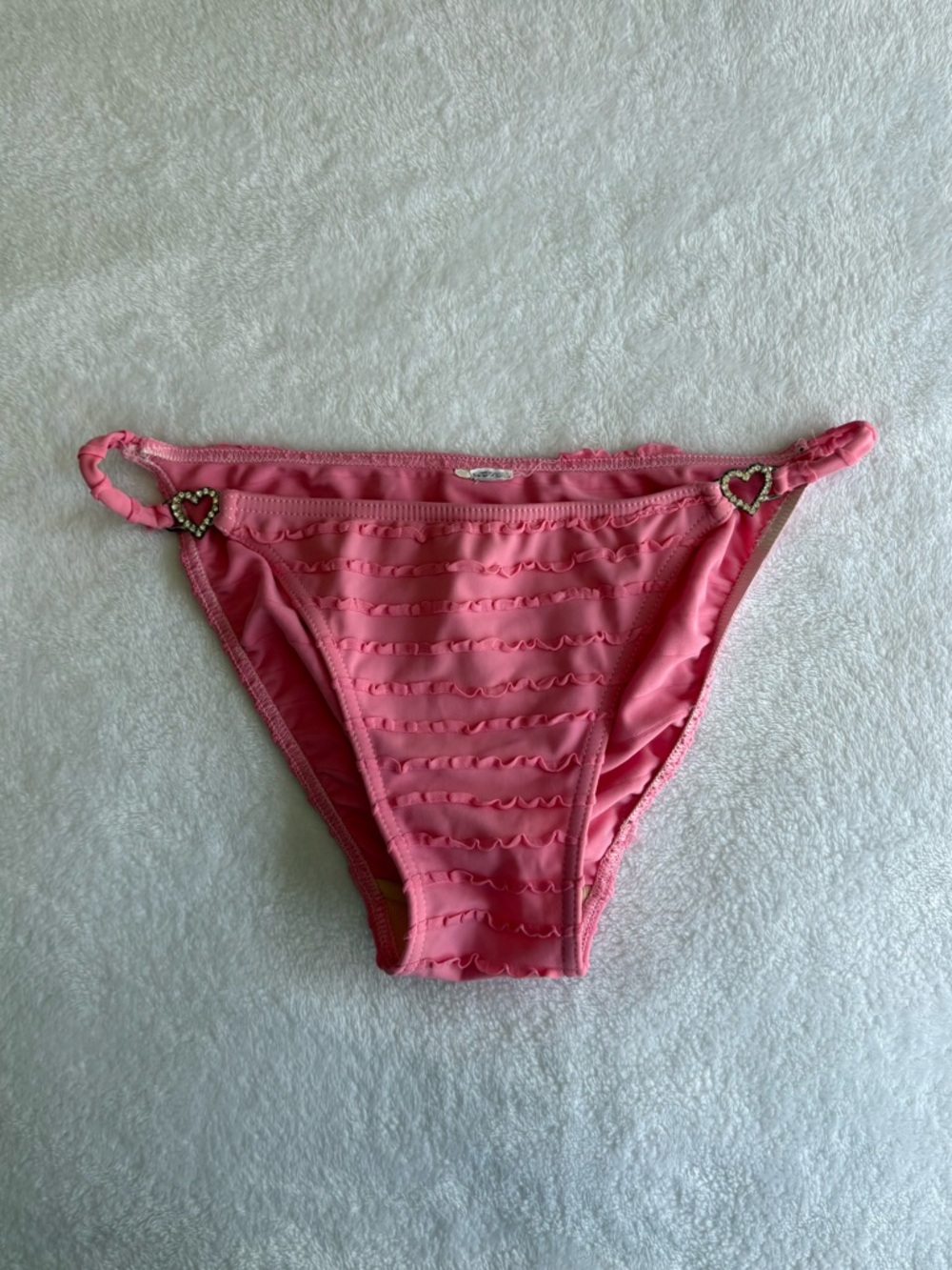 XOXO Pink Ruffle Bikini Bottoms with hearts
